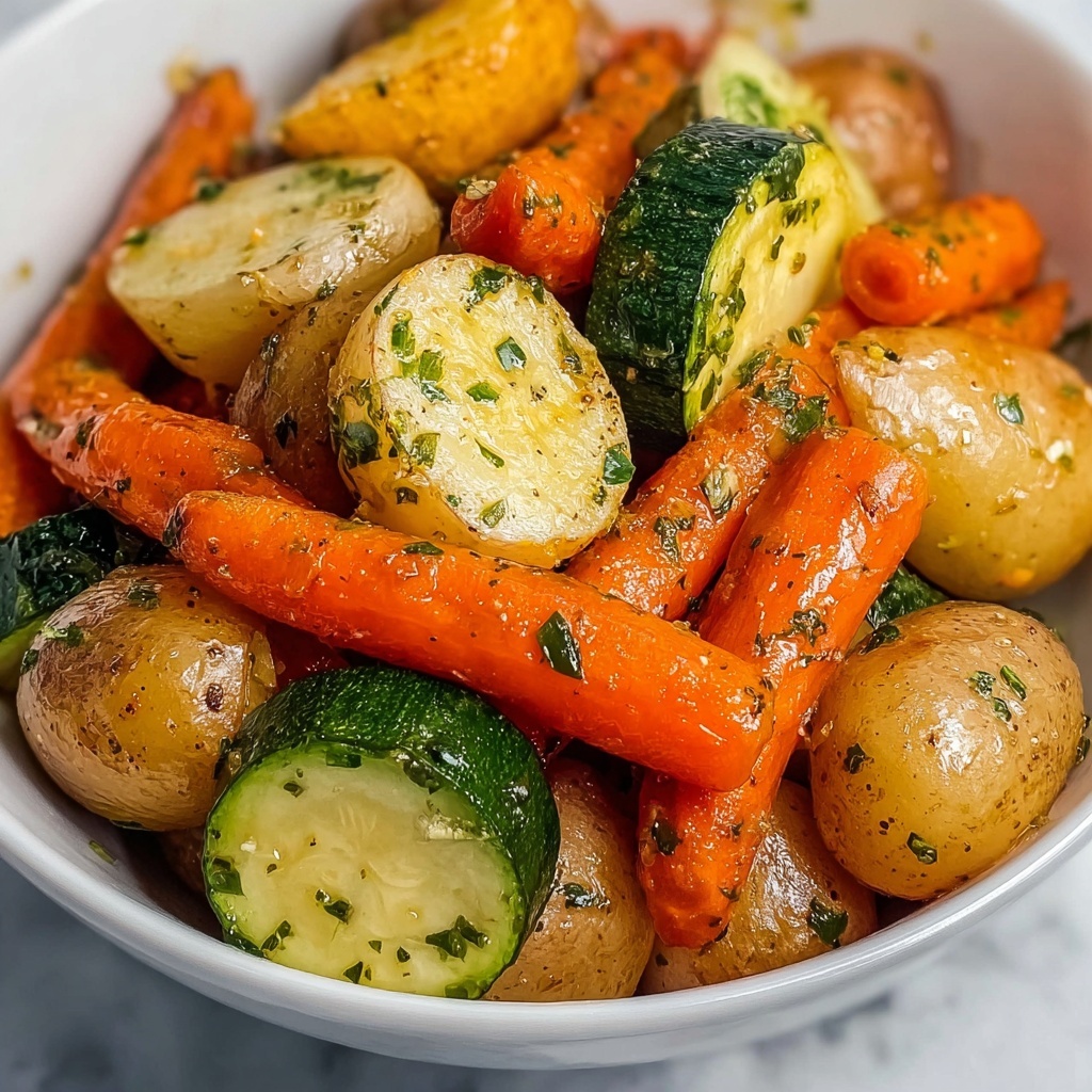 Garlic Herb Roasted Potatoes, Carrots, and Zucchini Recipe - Recipe Image