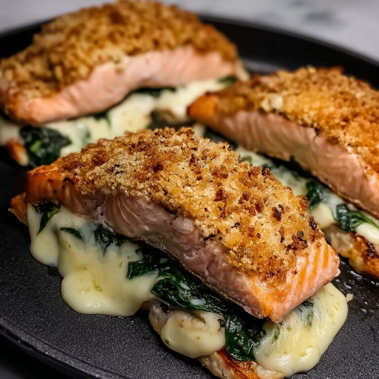 Blackened Salmon Stuffed with Spinach and Parmesan Recipe