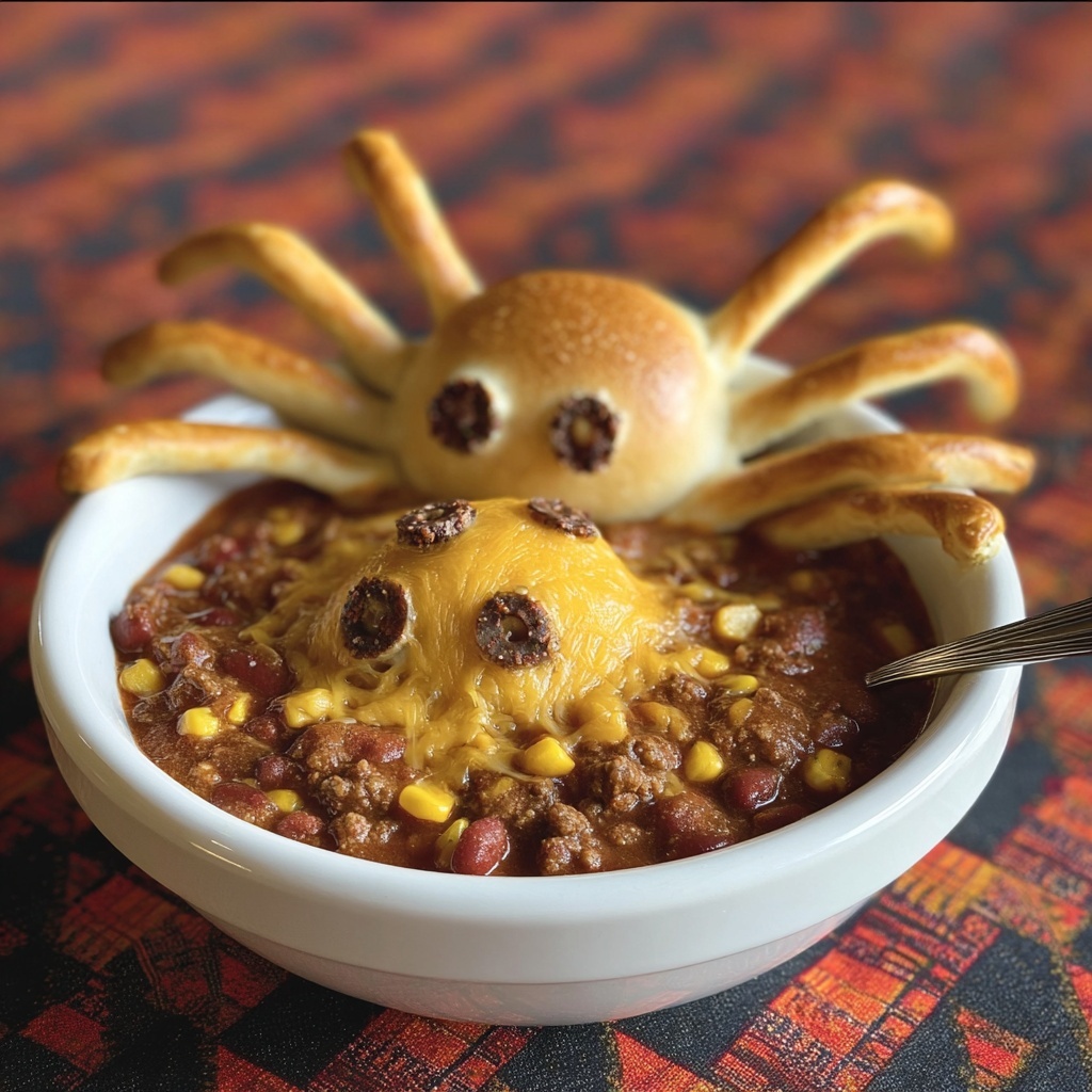 Cauldron of Chili with Spider Breads Recipe - Recipe Image