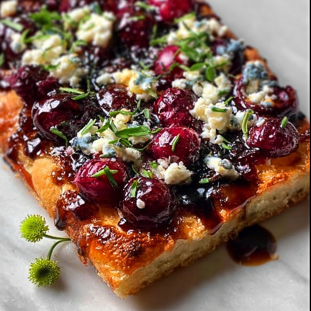 Rustic Cranberry Balsamic Glazed Flatbread with Fresh Herbs Recipe - Recipe Image