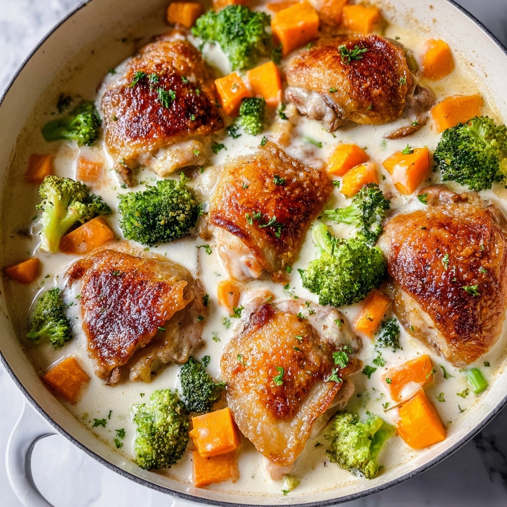 Creamy Garlic Chicken & Vegetables Recipe - Recipe Image