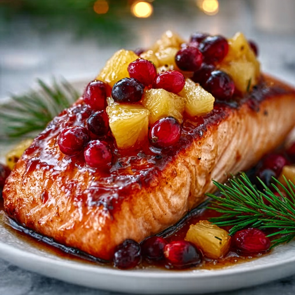 Holiday Glazed Salmon with Cranberry Pineapple Relish Recipe - Recipe Image