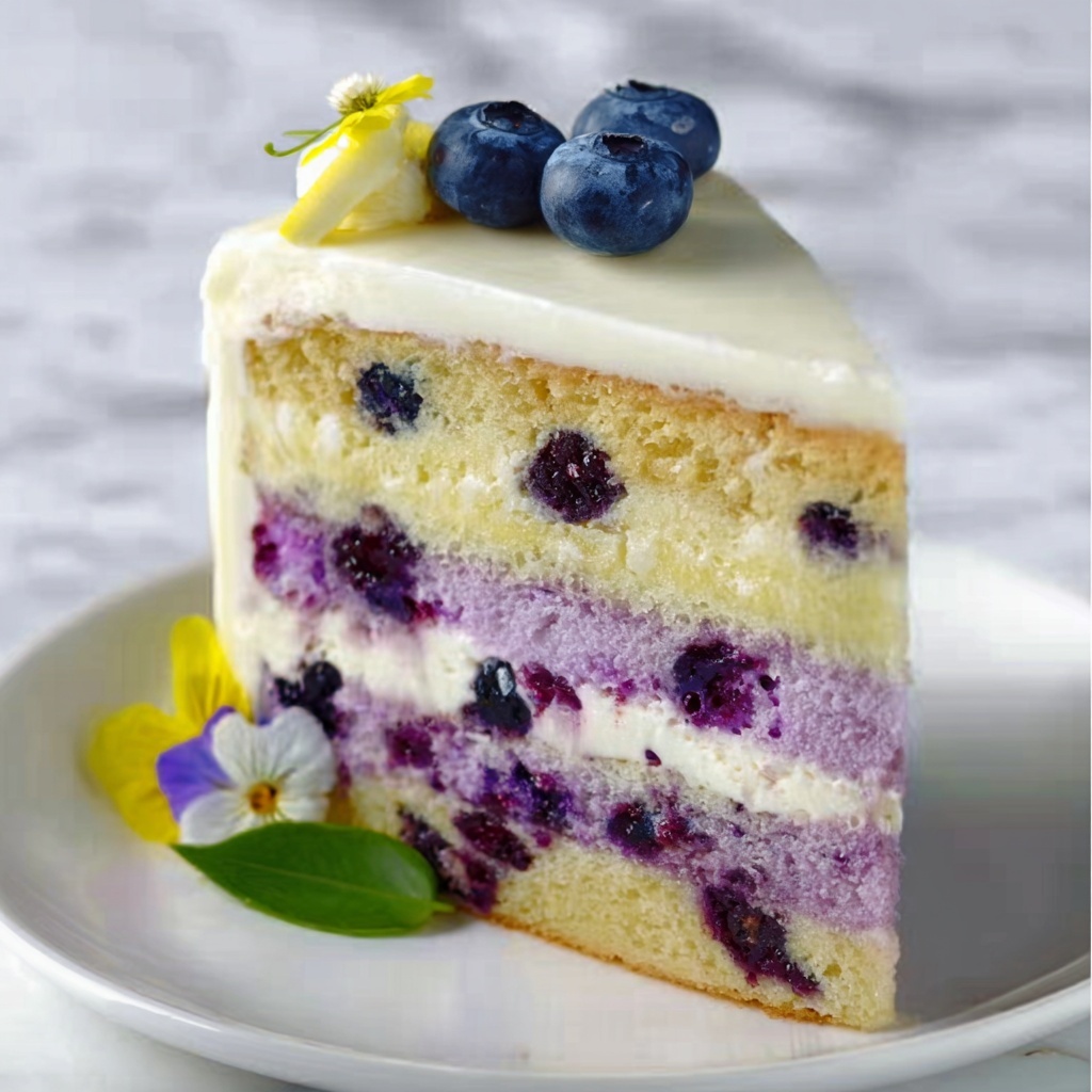 Lemon Blueberry Cheesecake Cake Recipe - Recipe Image
