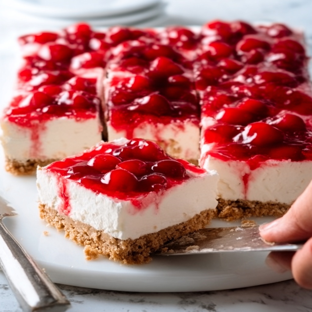 No Bake Cherry Cheesecake Bars Recipe - Recipe Image