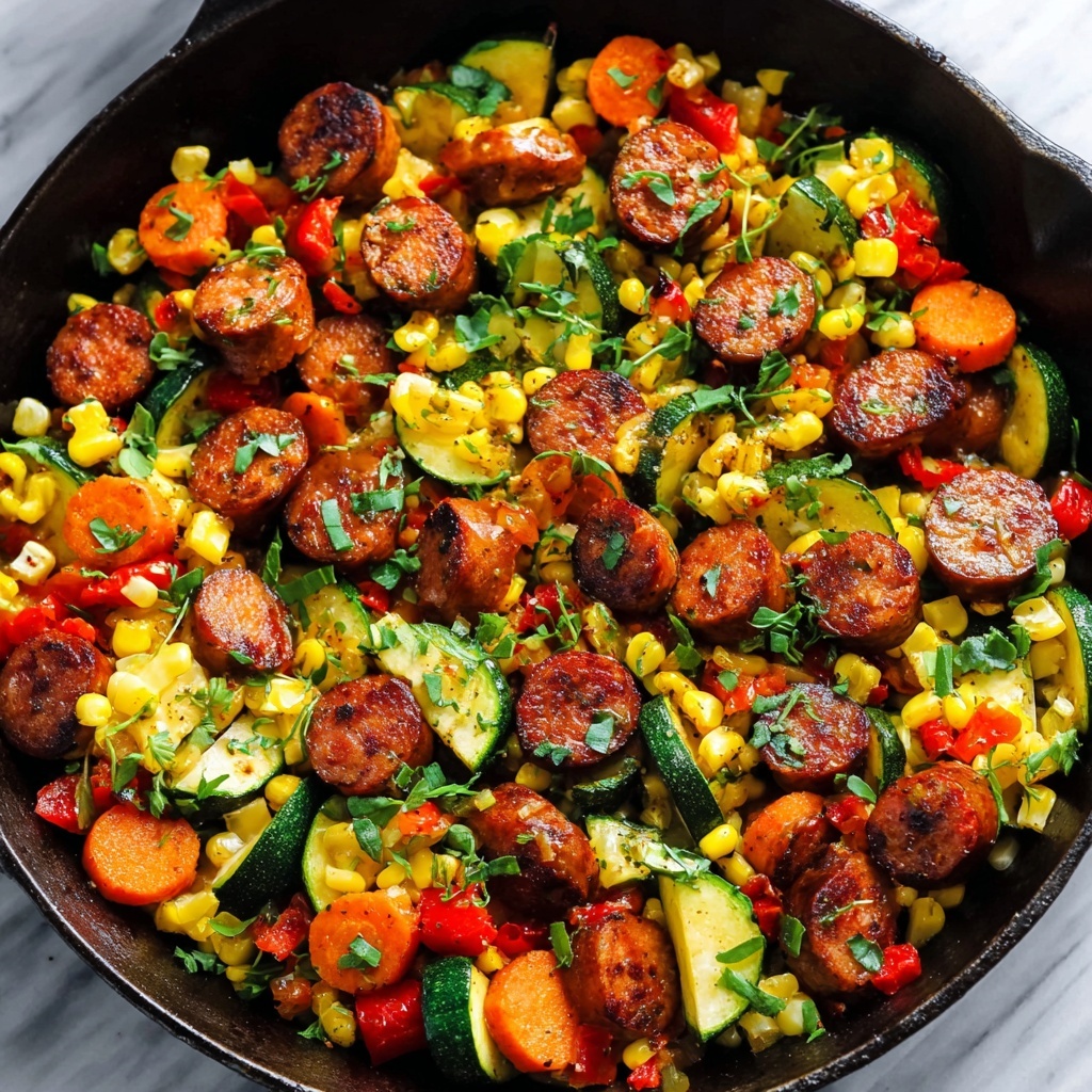 Roasted Chicken Sausage Veggie Skillet Recipe - Recipe Image