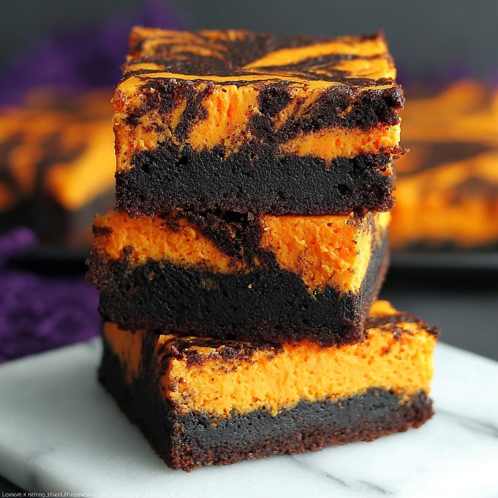 Halloween Cream Cheese Swirl Brownies Recipe - Recipe Image