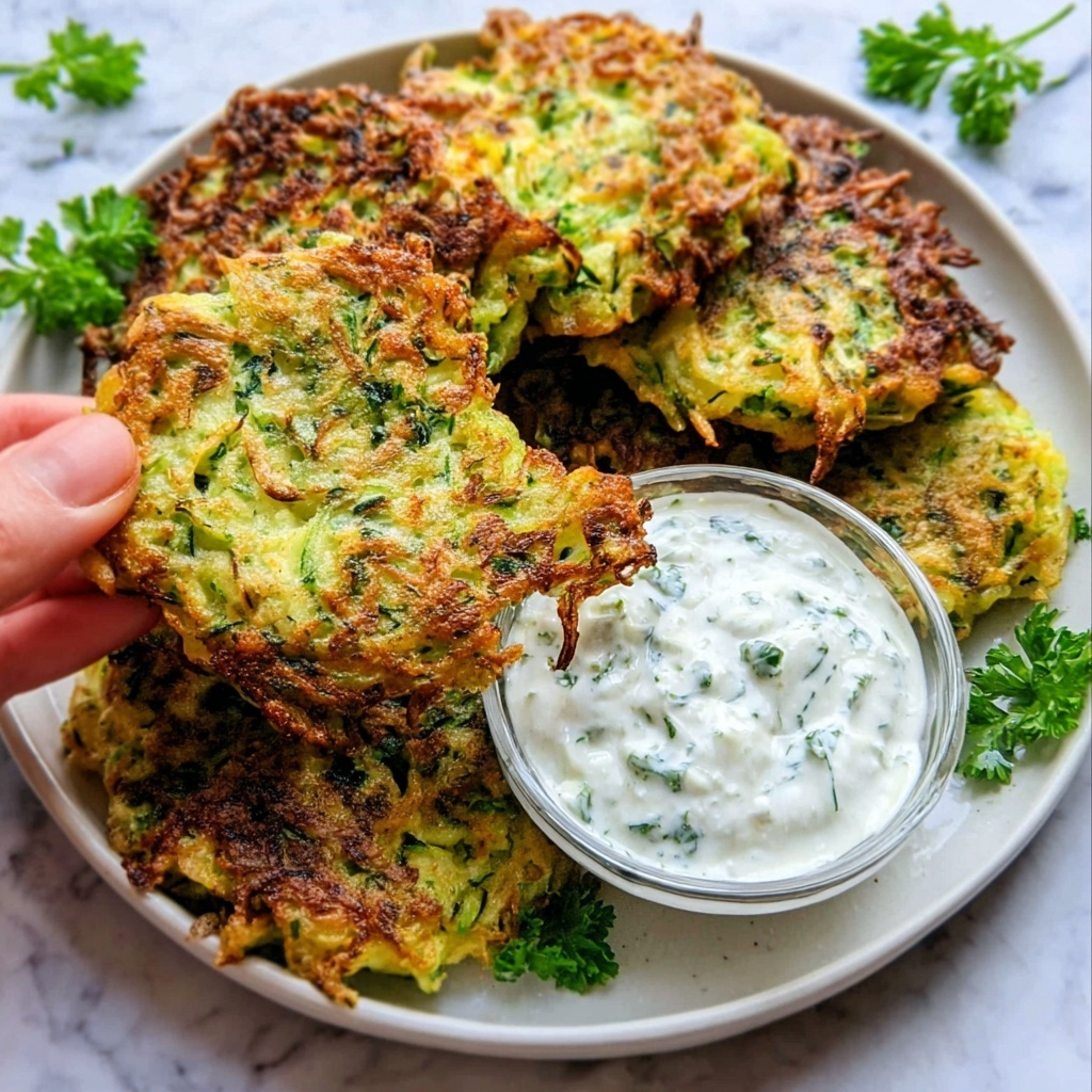 Crispy Vegetable Fritters with Creamy Garlic Tzatziki Recipe - Recipe Image