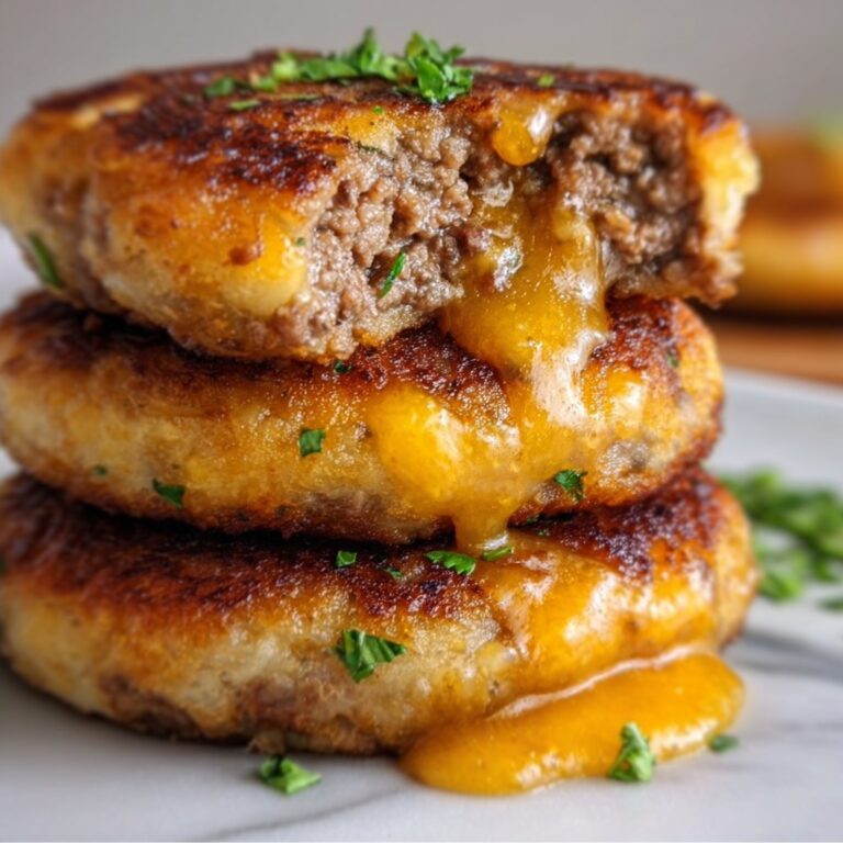Cheesy Beef Stuffed Potato Cakes Recipe