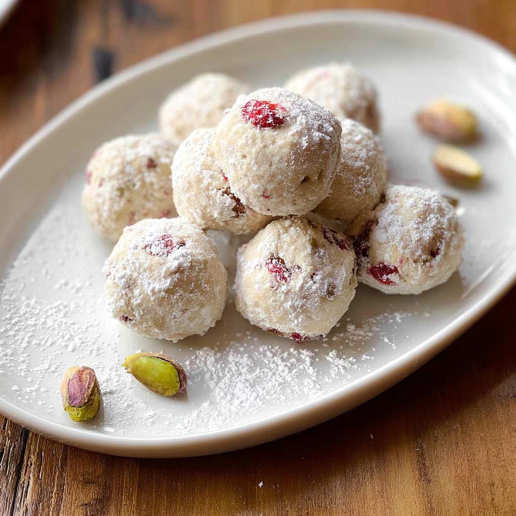 Cherry Pistachio Snowball Cookies Recipe - Recipe Image