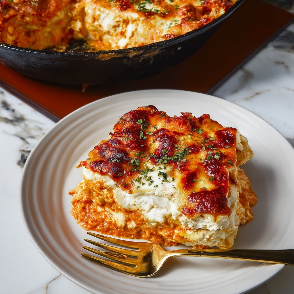 Easy Chicken Parmesan Lasagna Skillet Recipe - Recipe Image