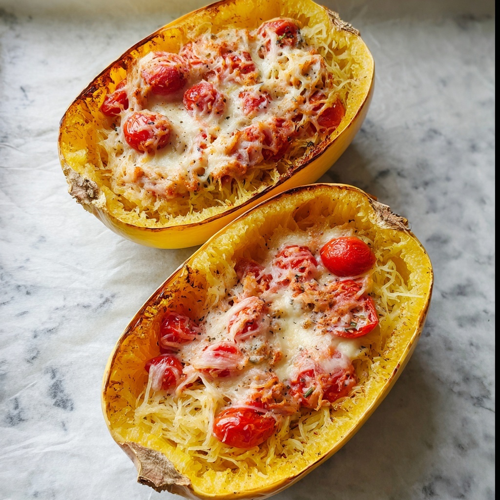 Baked Boursin Spaghetti Squash with Cherry Tomatoes and Sausage Recipe - Recipe Image
