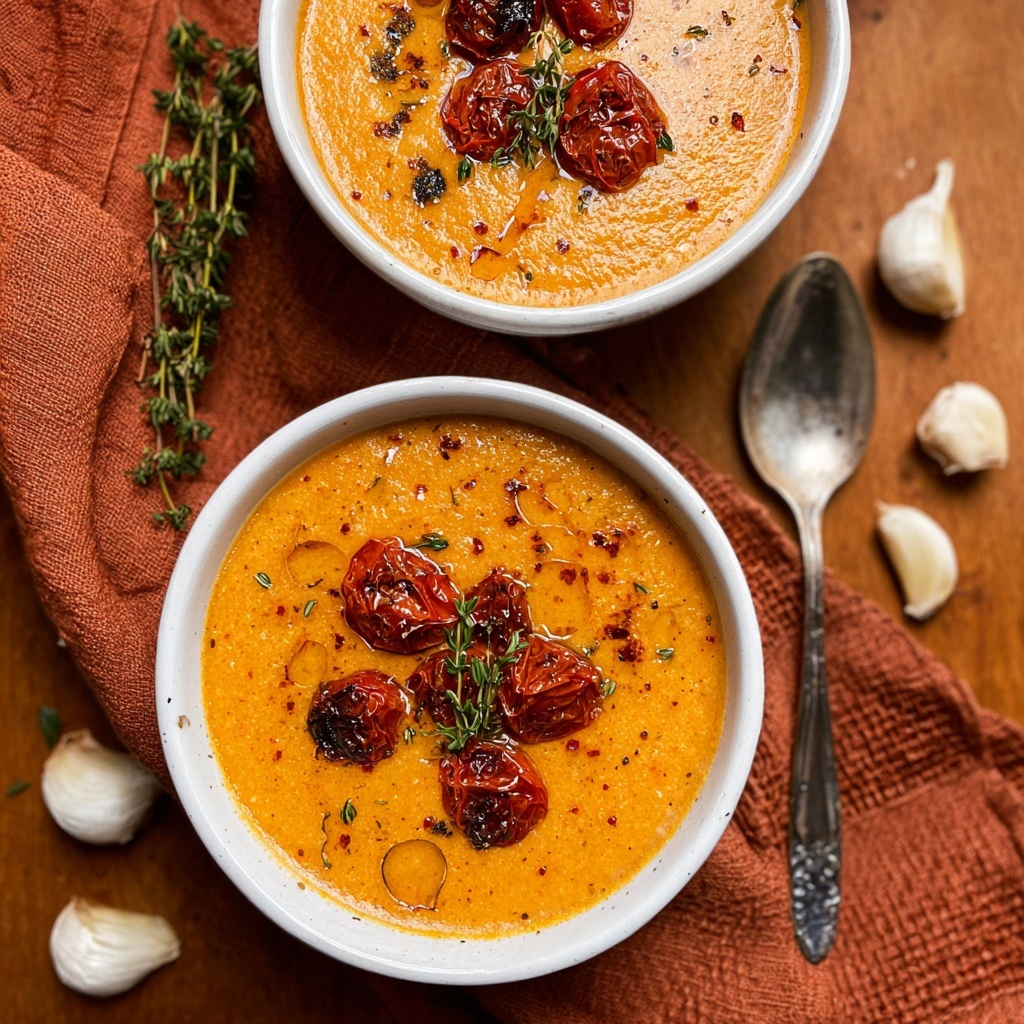Creamy Roasted Garlic Tomato Soup Recipe - Recipe Image