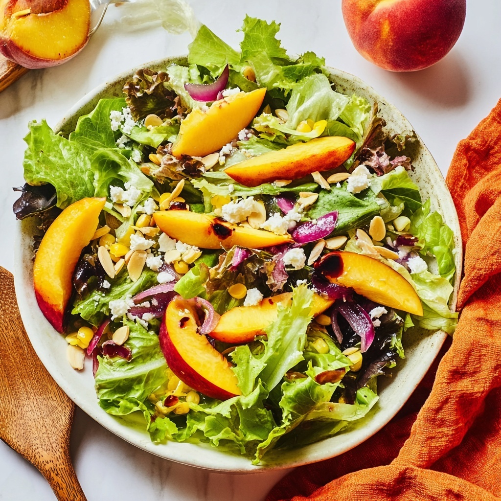 Fresh Peach Salad with Toasted Almonds and Goat Cheese Recipe - Recipe Image
