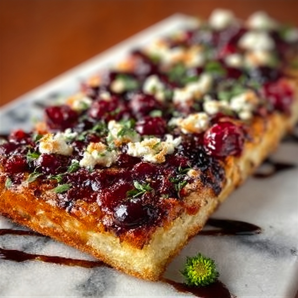 Rustic Cranberry Balsamic Glazed Flatbread with Fresh Herbs Recipe - Recipe Image
