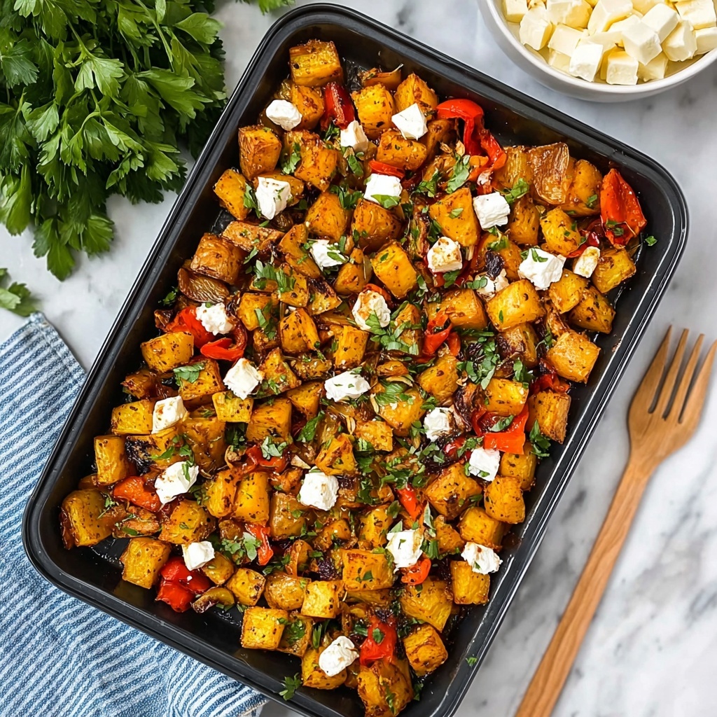 Greek Roasted Potatoes With Peppers & Feta Recipe - Recipe Image