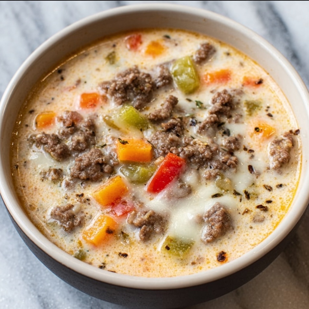 One-Pot Philly Cheesesteak Soup Recipe - Recipe Image