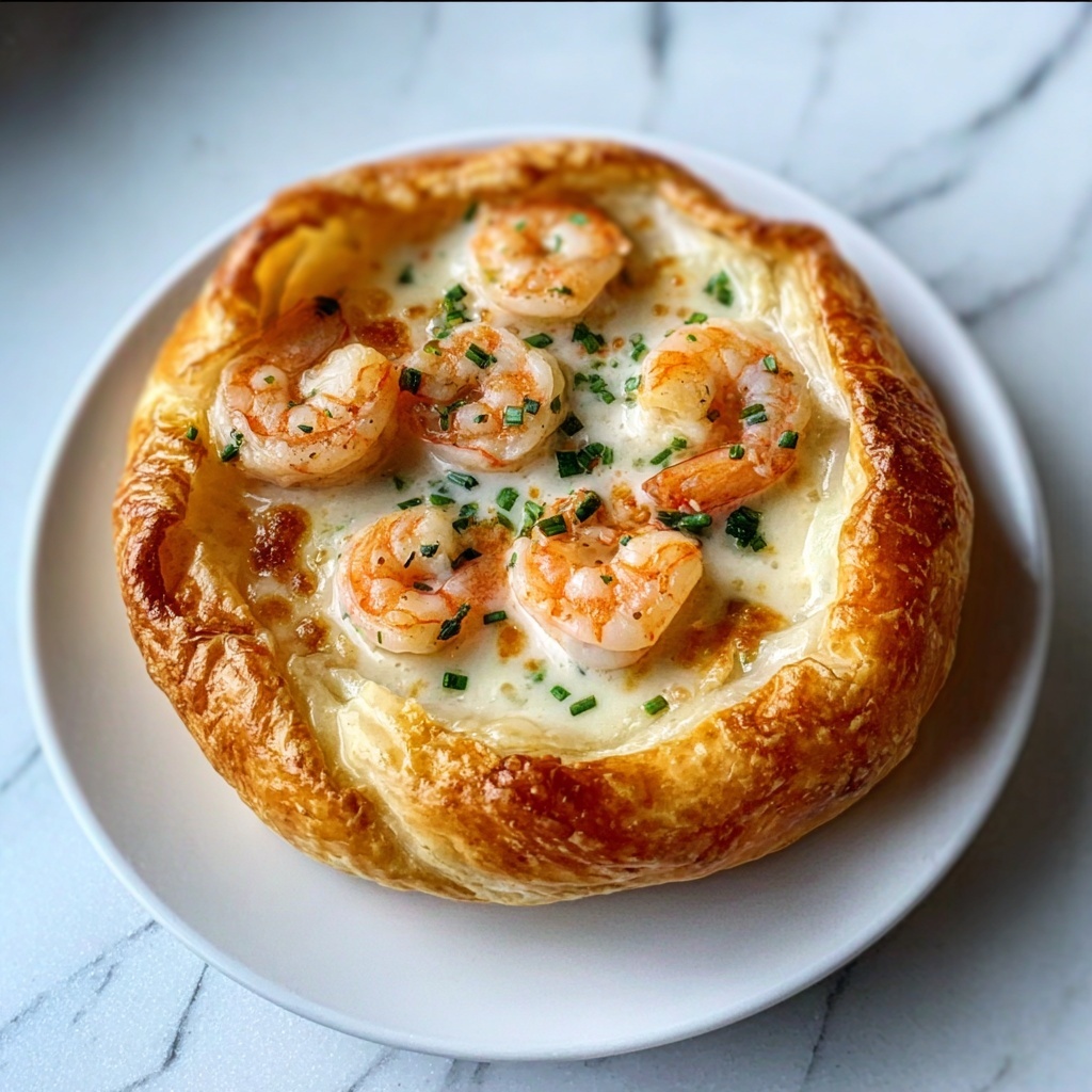 Cheesy Garlic Shrimp Bread Bowl Recipe - Recipe Image