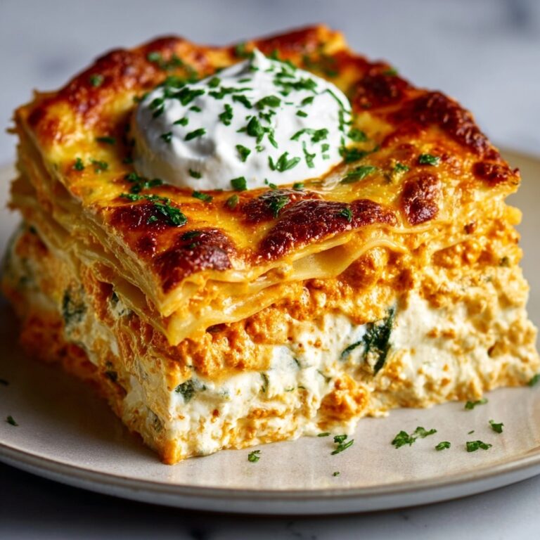 Cheesy Buffalo Chicken Lasagna with Ranch Drizzle Recipe