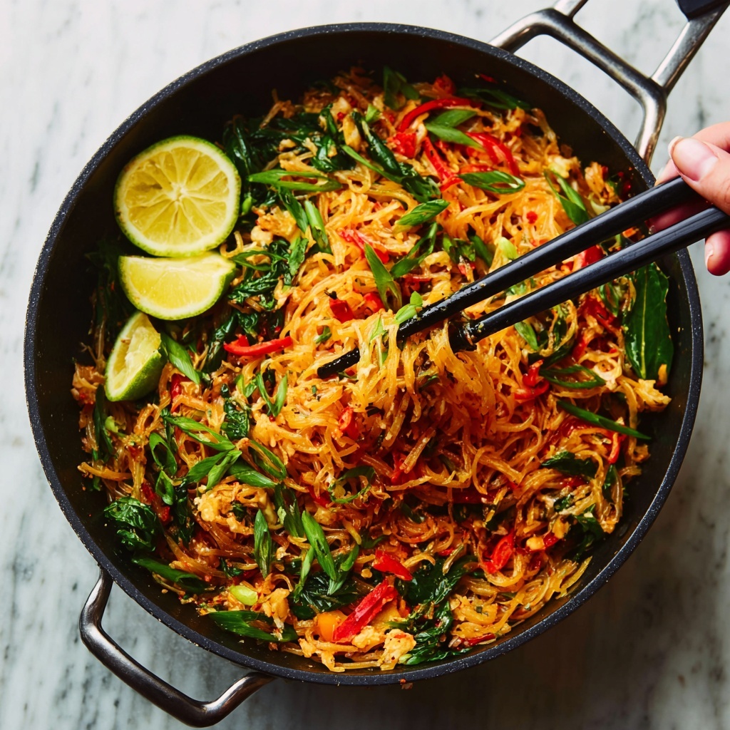 Rainbow Vegetarian Pad Thai with Peanuts and Basil Recipe - Recipe Image