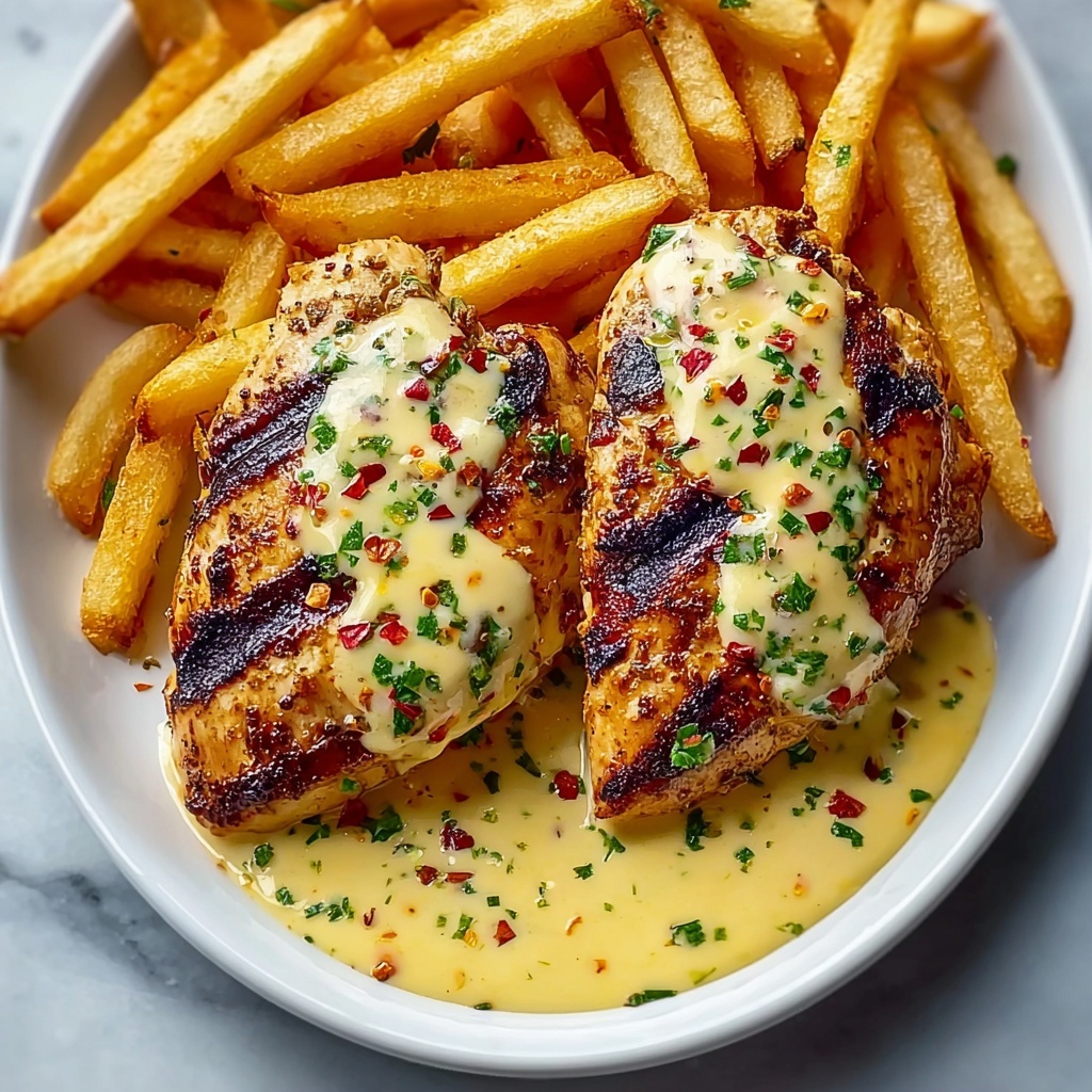 Spicy Creamy Garlic Parmesan Chicken Fillet with Fries Recipe - Recipe Image