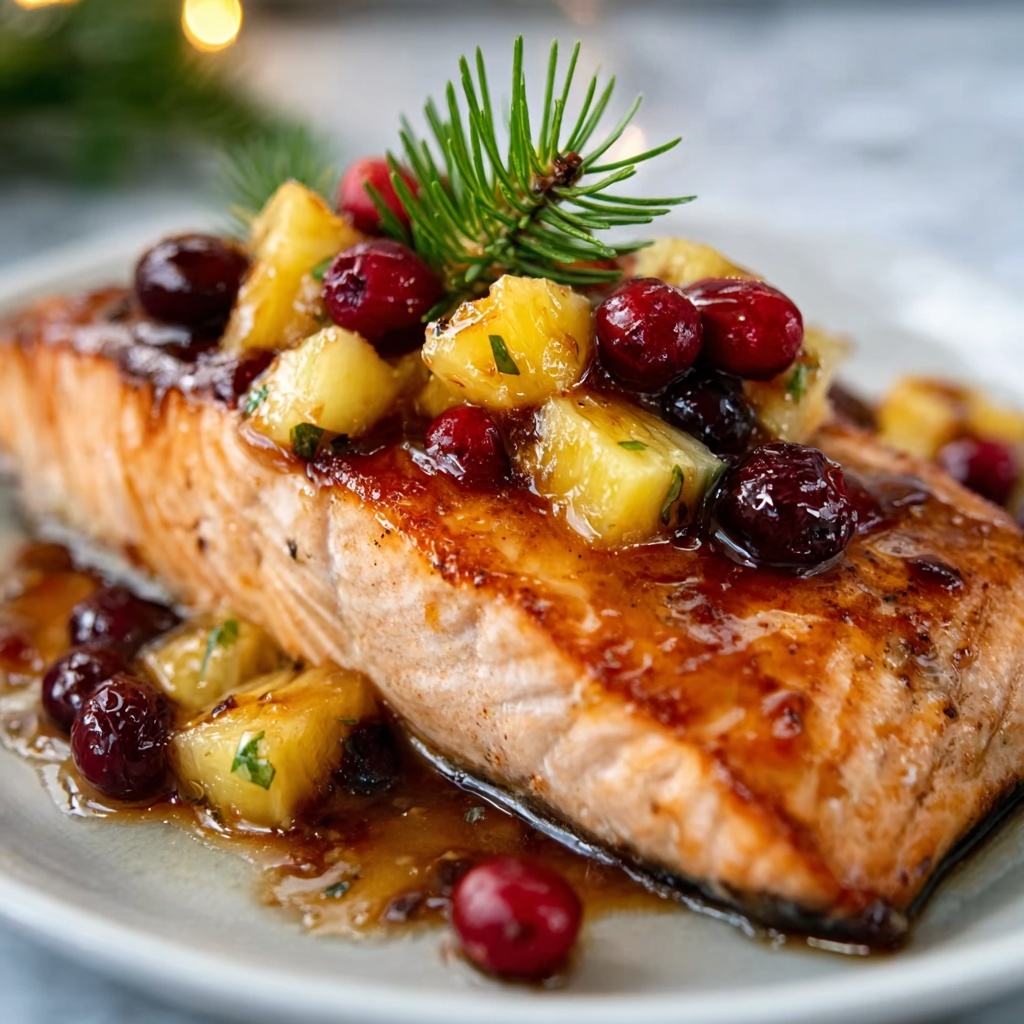 Holiday Glazed Salmon with Cranberry Pineapple Relish Recipe - Recipe Image