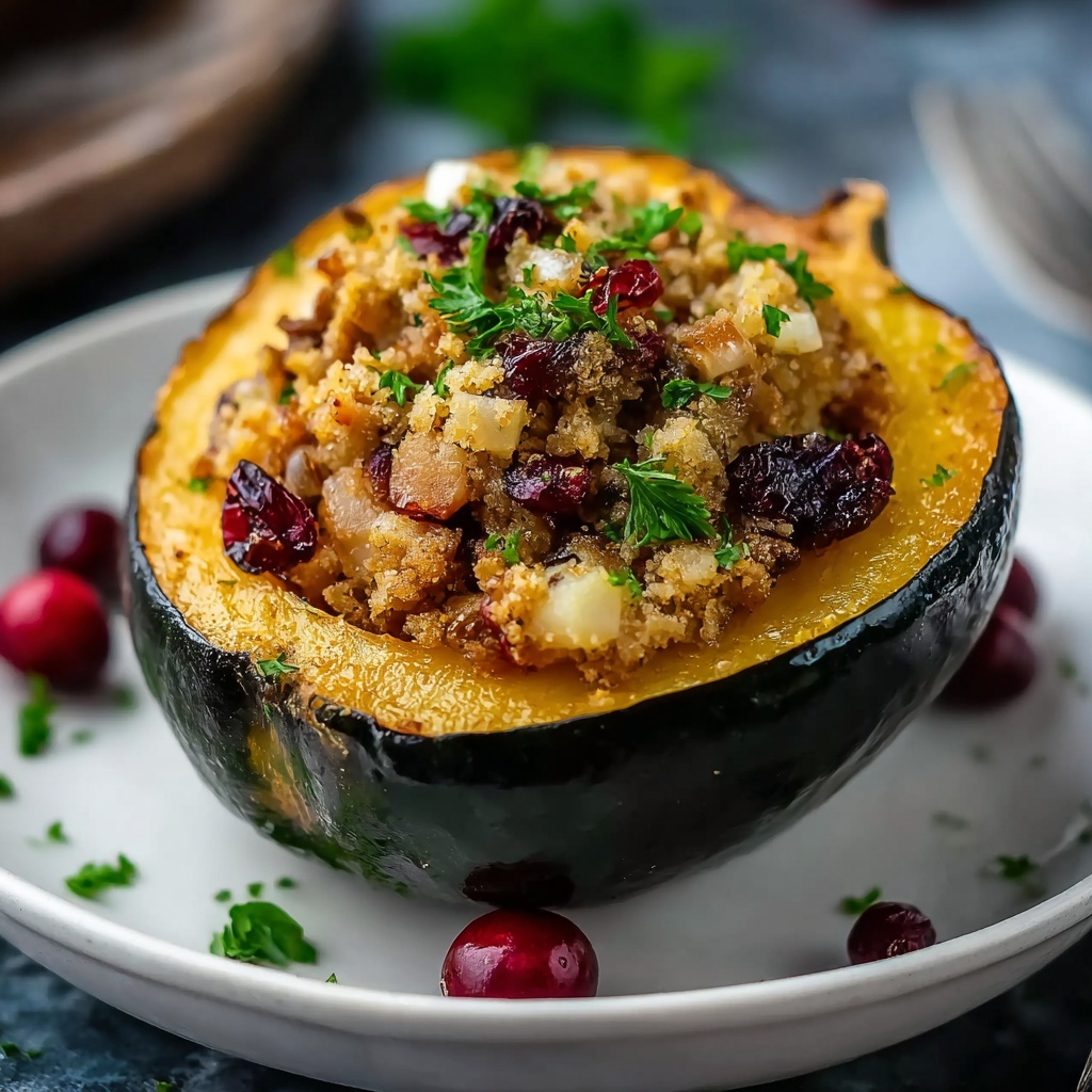 Turkey and Cranberry Stuffed Acorn Squash Recipe - Recipe Image