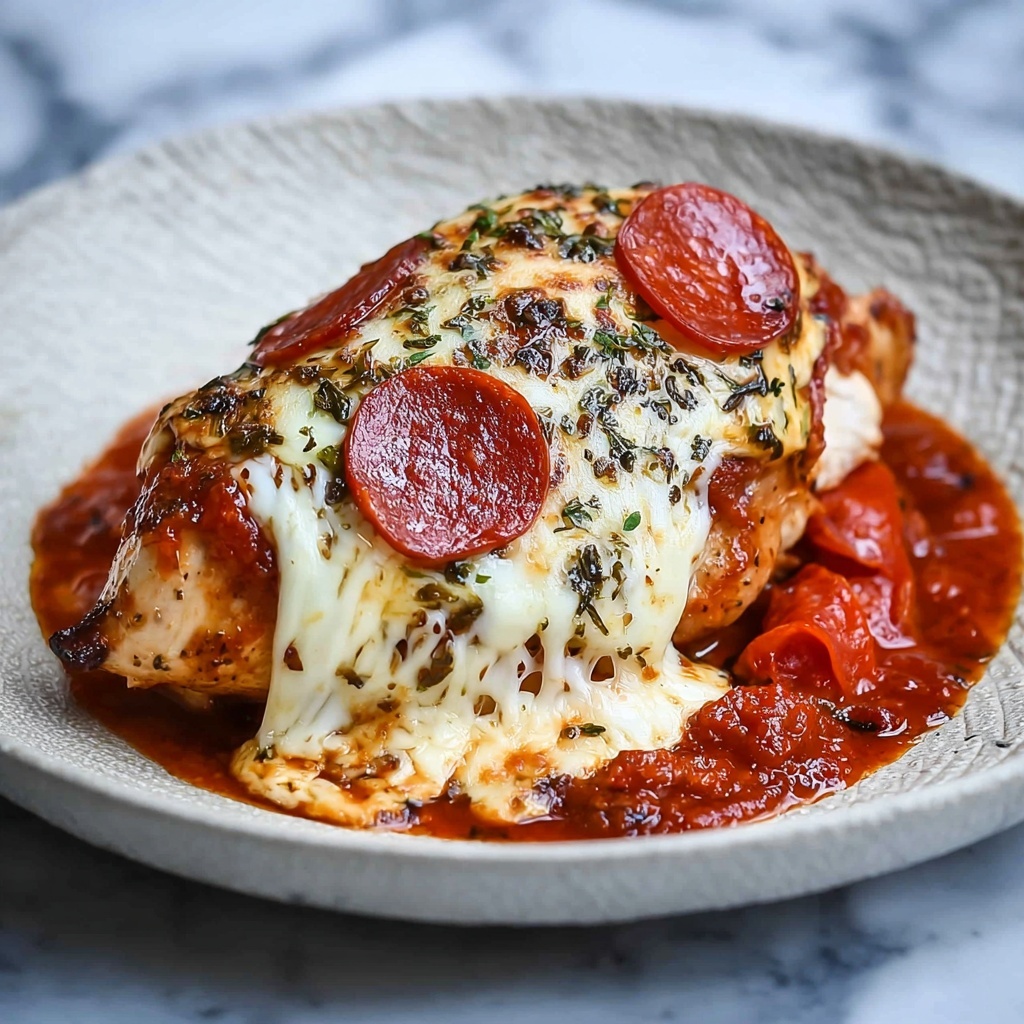 Pepperoni Pizza Stuffed Chicken Bake Recipe - Recipe Image