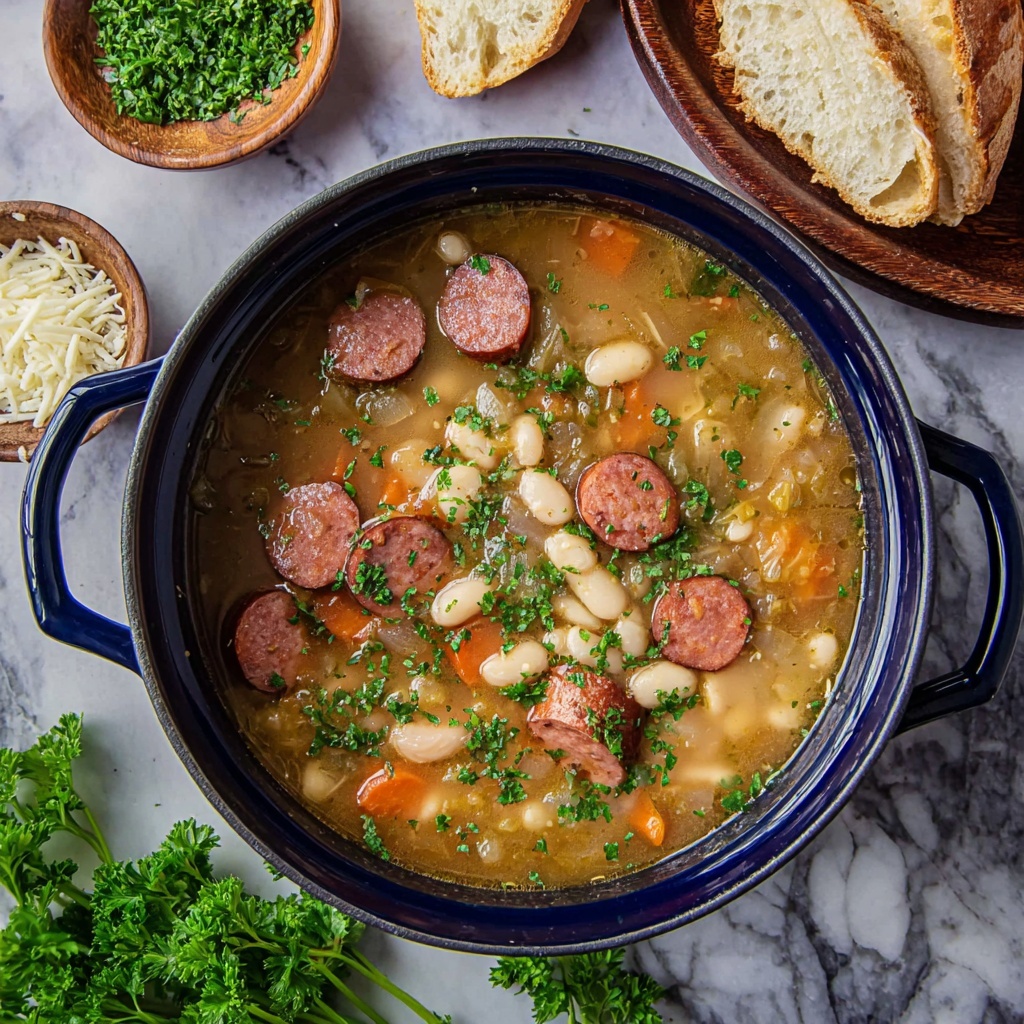 Creamy White Bean and Kielbasa Soup Recipe - Recipe Image