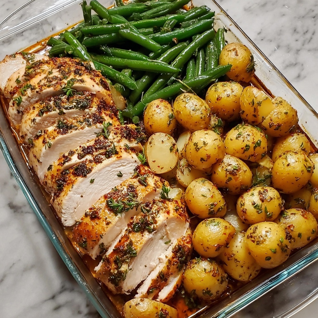 One-Pan Garlic Herb Chicken with Potatoes & Green Beans Recipe - Recipe Image