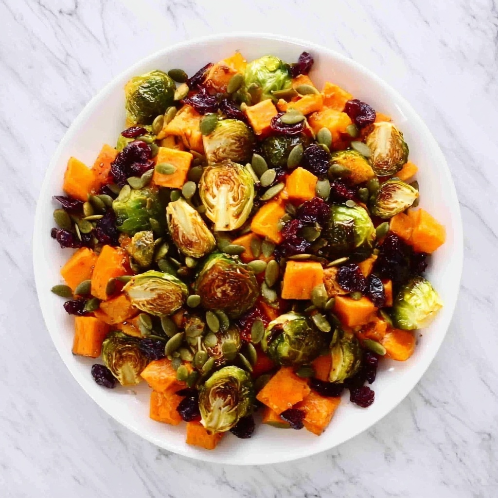 Cranberry-Glazed Roasted Butternut Squash, Brussels Sprouts & Sweet Potato Salad Recipe - Recipe Image
