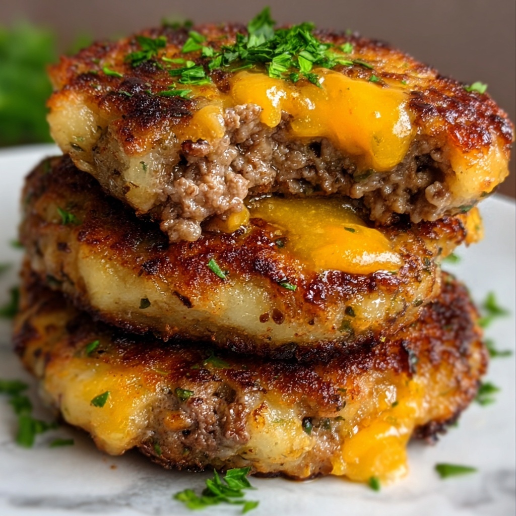Cheesy Beef Stuffed Potato Cakes Recipe - Recipe Image
