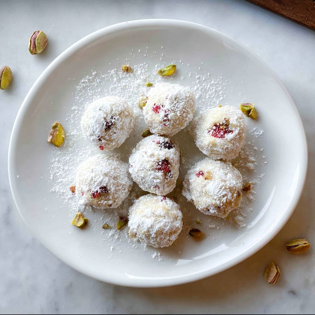Cherry Pistachio Snowball Cookies Recipe - Recipe Image