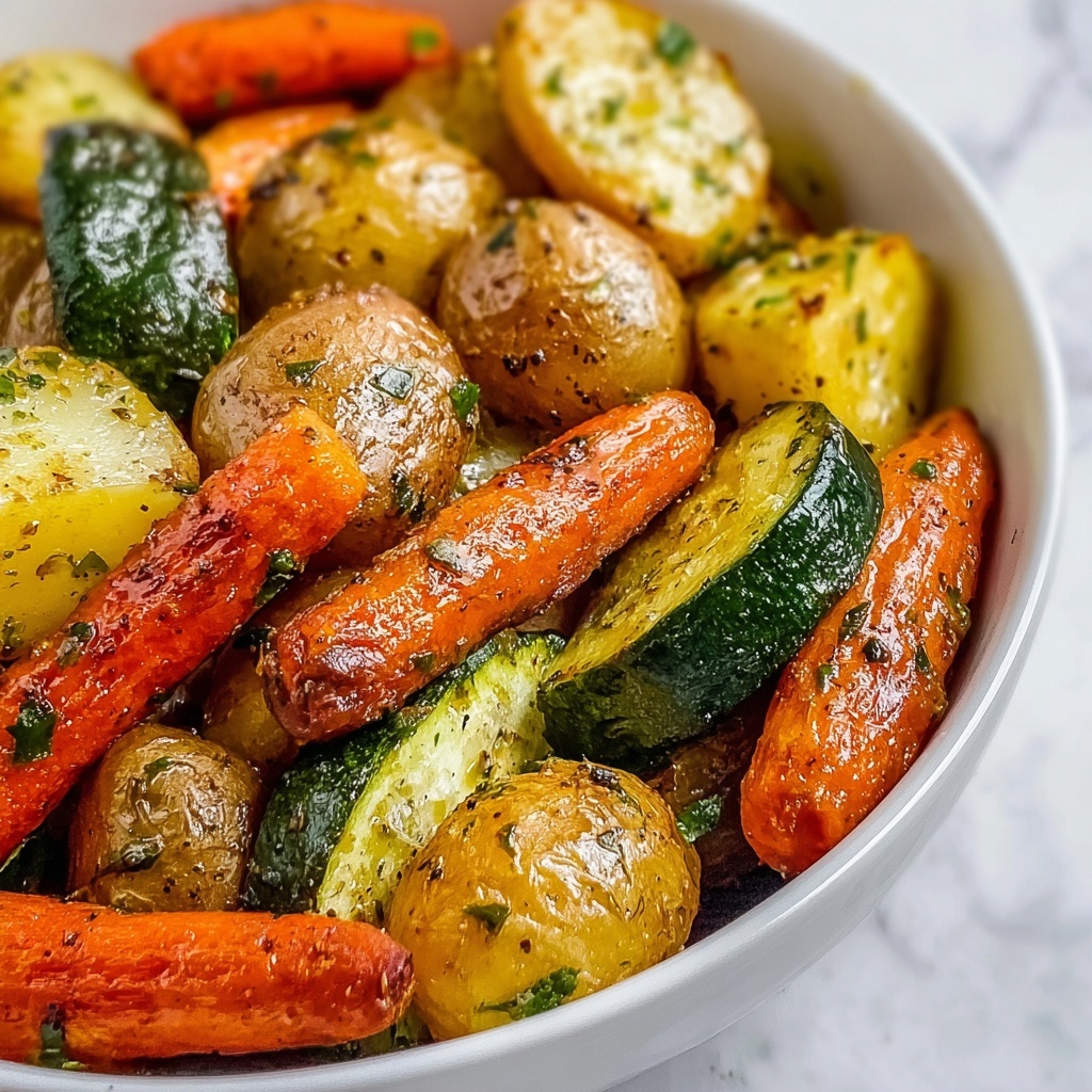Garlic Herb Roasted Potatoes, Carrots, and Zucchini Recipe - Recipe Image