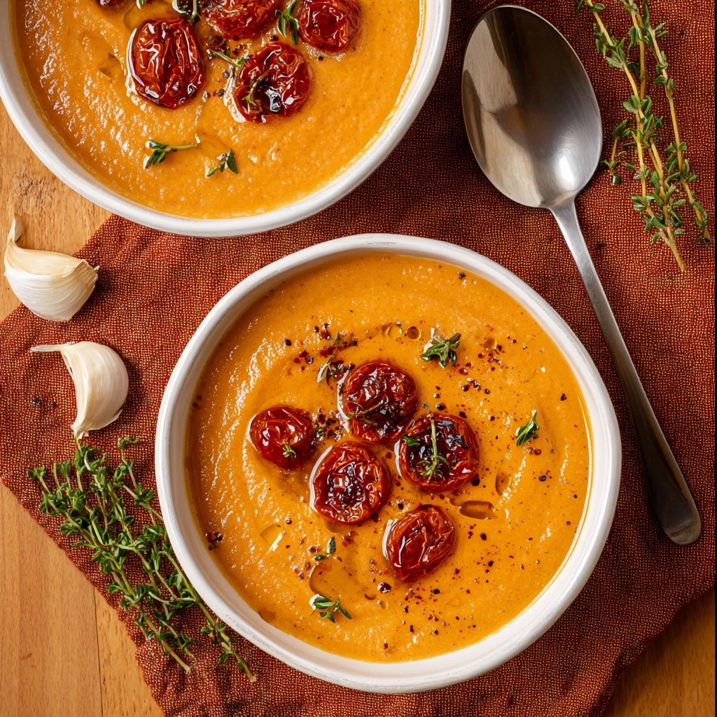 Creamy Roasted Garlic Tomato Soup Recipe - Recipe Image