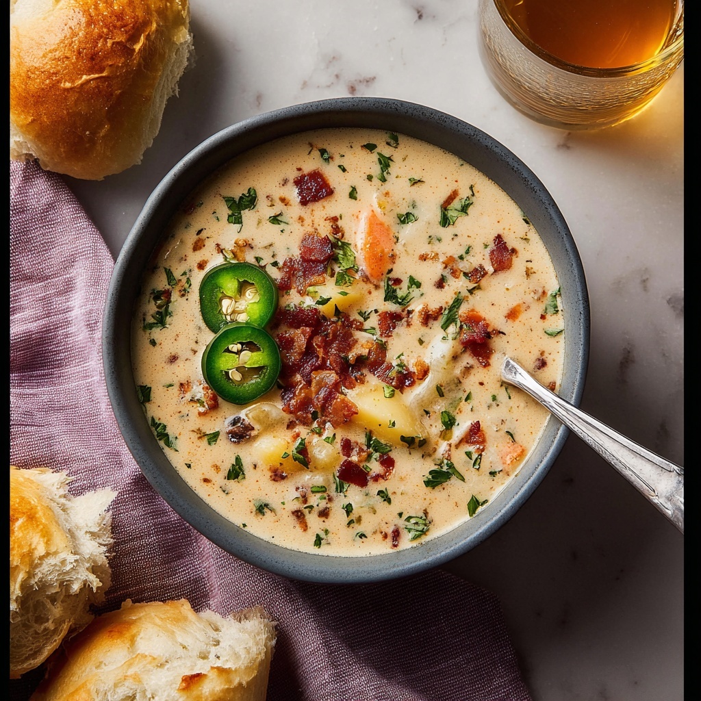 Smoky Jalapeño Cheddar Potato Soup Recipe - Recipe Image
