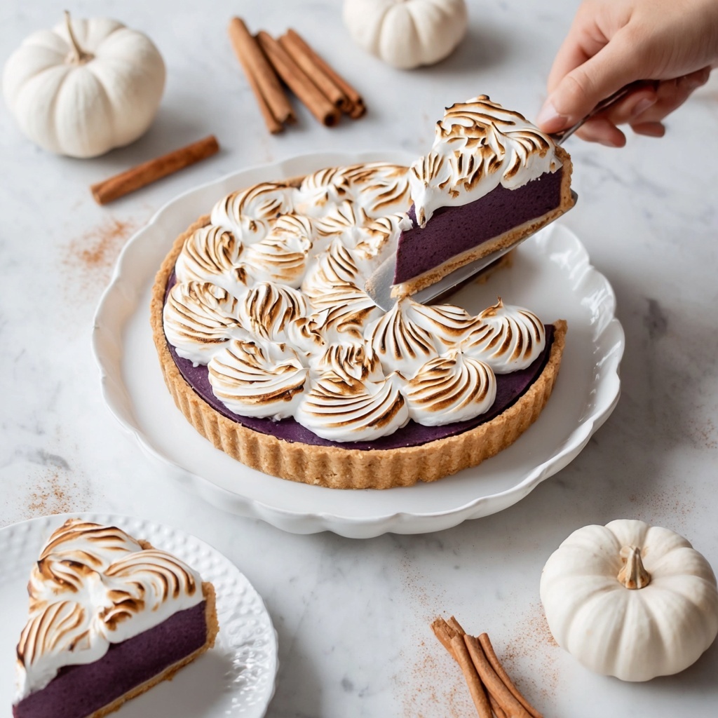 Purple Sweet Potato Pie with Swiss Meringue Topping Recipe - Recipe Image