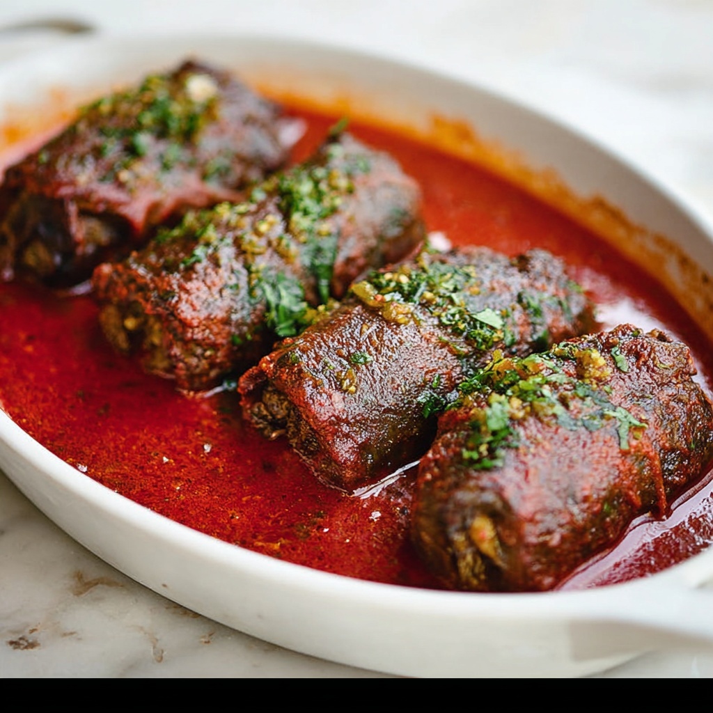 Beef Braciole (Involtini) with Tomato Sauce Recipe - Recipe Image