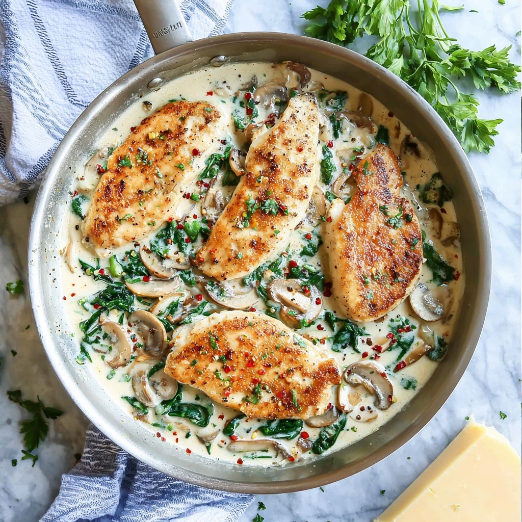 Creamy Spinach Mushroom Chicken Recipe - Recipe Image