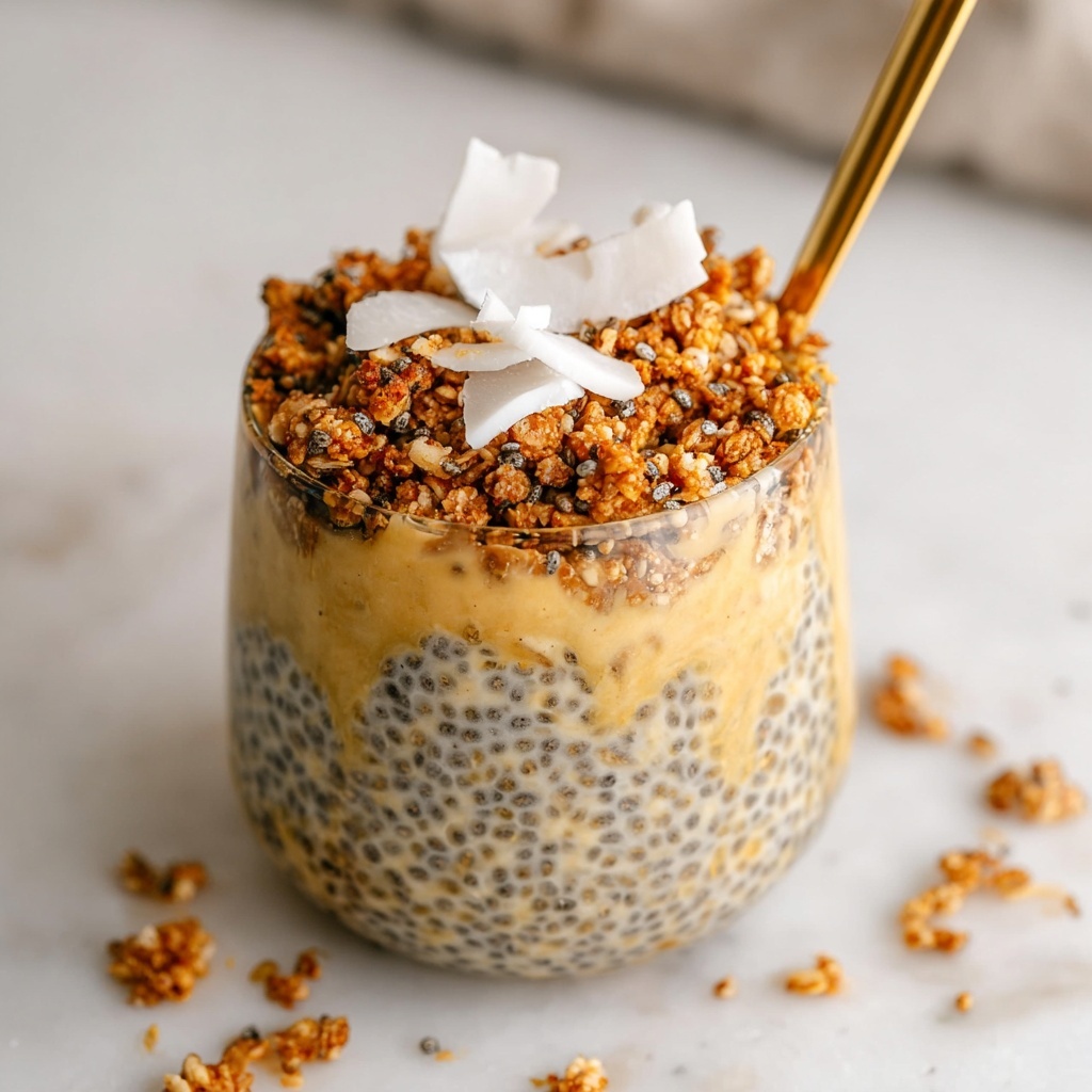 Mango Lassi Chia Pudding with Sticky Walnut Crumble Recipe - Recipe Image