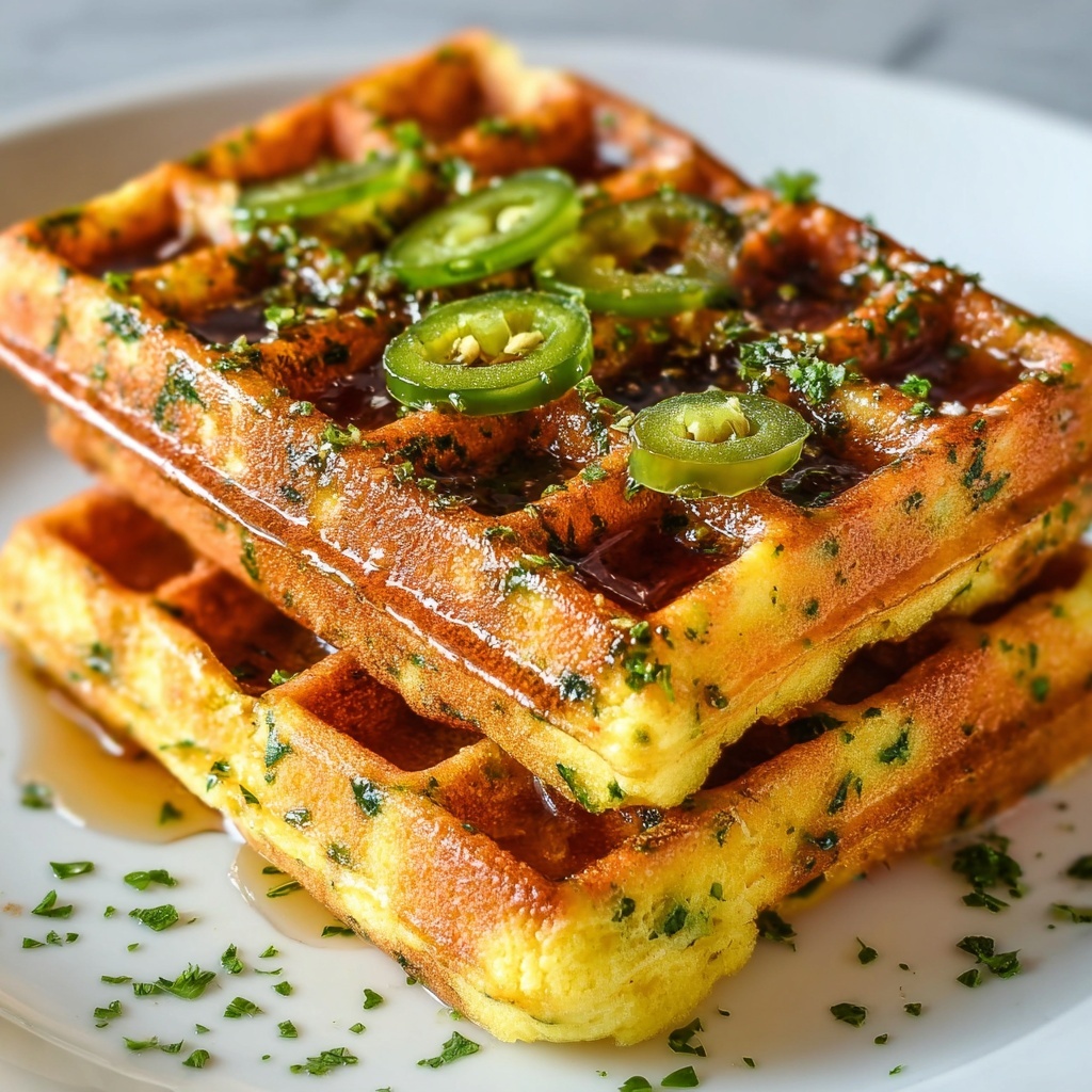 Cheddar Jalapeño Cornbread Waffles Recipe - Recipe Image