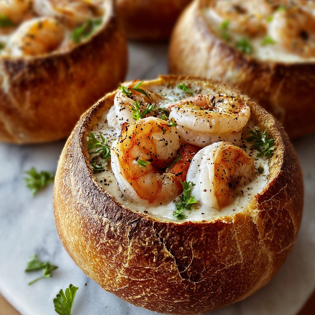 Stuffed Seafood Bread Bowl Recipe - Recipe Image