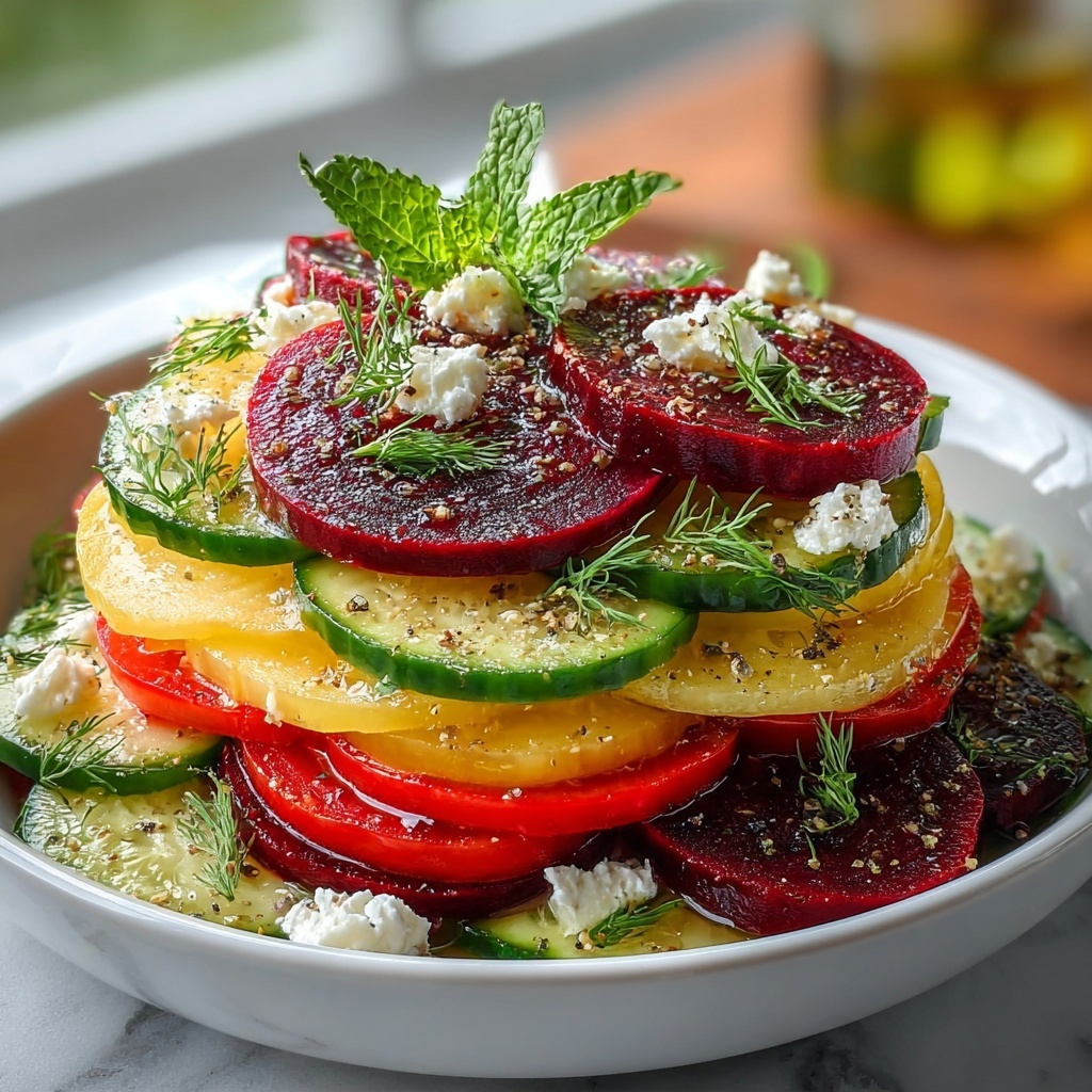 Beet and Cucumber Salad with Fresh Herbs and Feta Recipe - Recipe Image