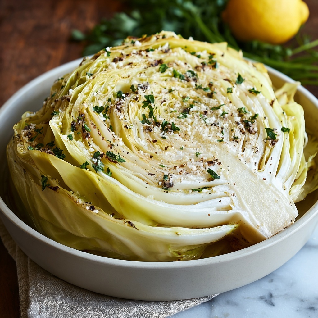 Slow Cooker Garlic Parmesan Whole Cabbage with Lemon Butter Recipe - Recipe Image