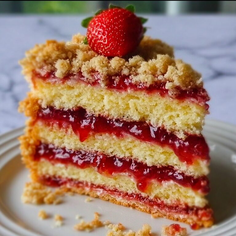 Strawberry Lemon Crunch Cake Slice with Strawberry Red Cream Cheese Recipe
