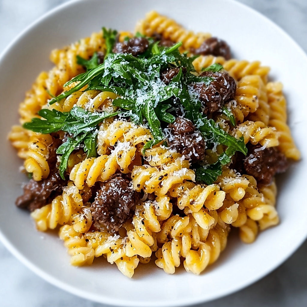 Beef Rotini with Garlic Parmesan Sauce Recipe - Recipe Image
