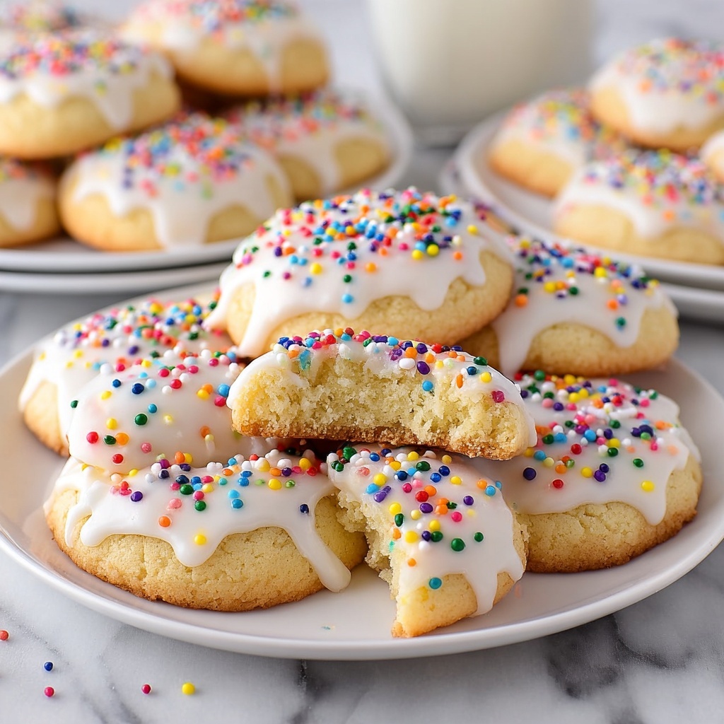 Italian Sugar Cookies with Almond Glaze and Rainbow Sprinkles Recipe - Recipe Image