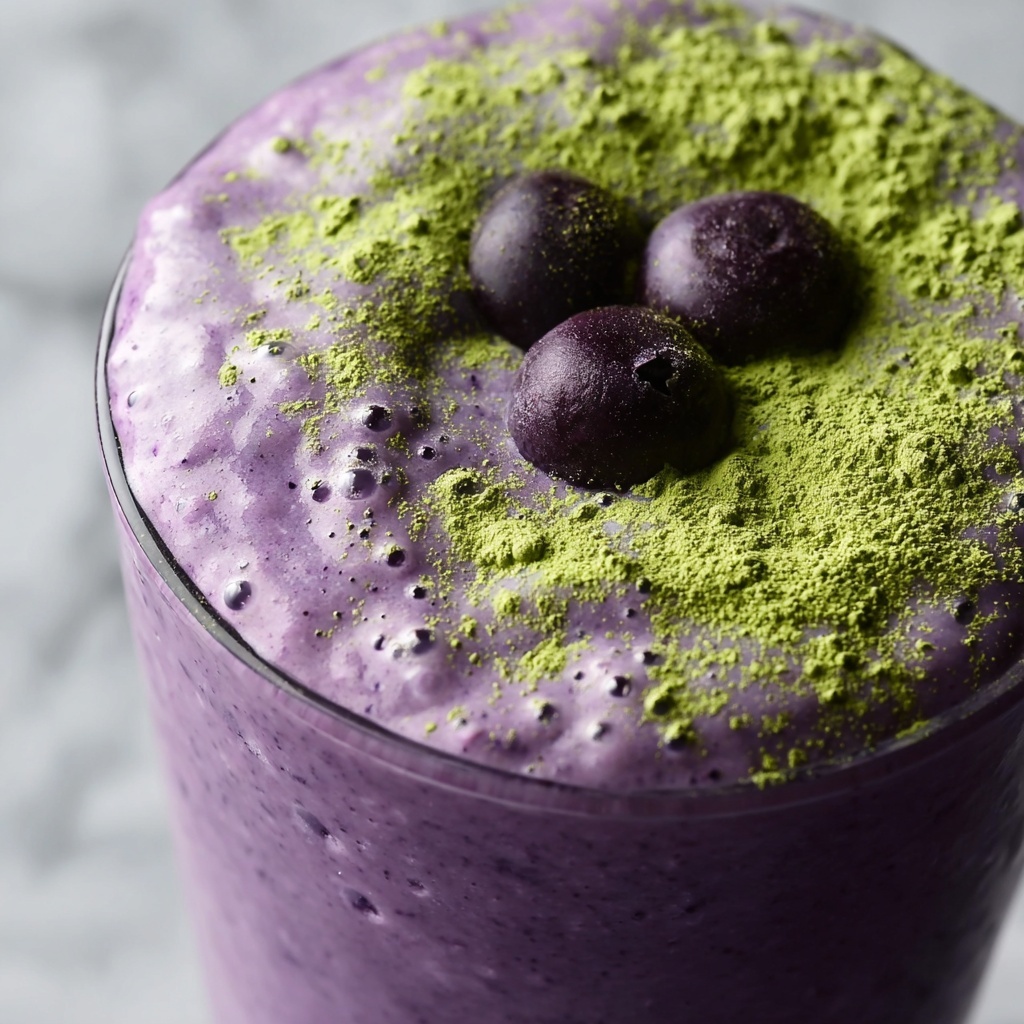 Wild Blueberry Vanilla Matcha Smoothie Recipe - Recipe Image