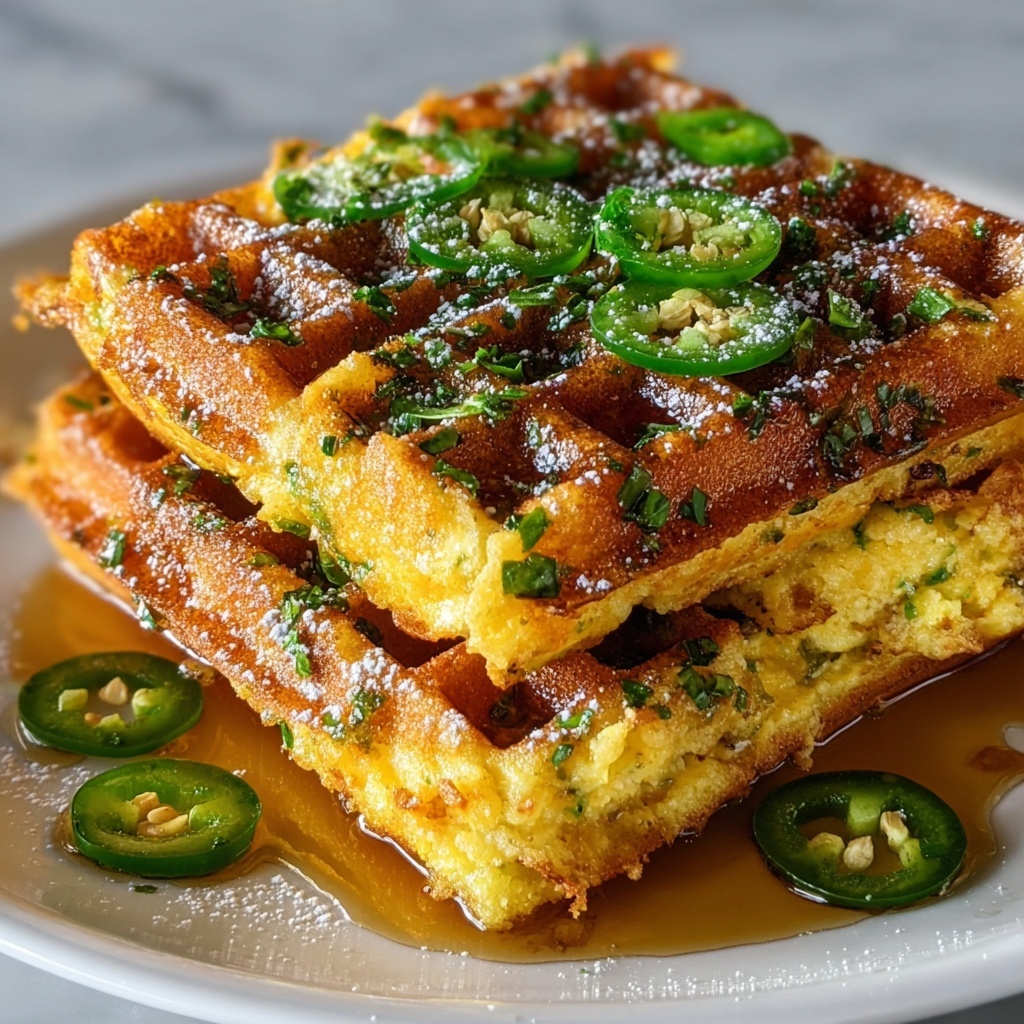 Cheddar Jalapeño Cornbread Waffles: Crispy & Cheesy Bliss! Recipe - Recipe Image