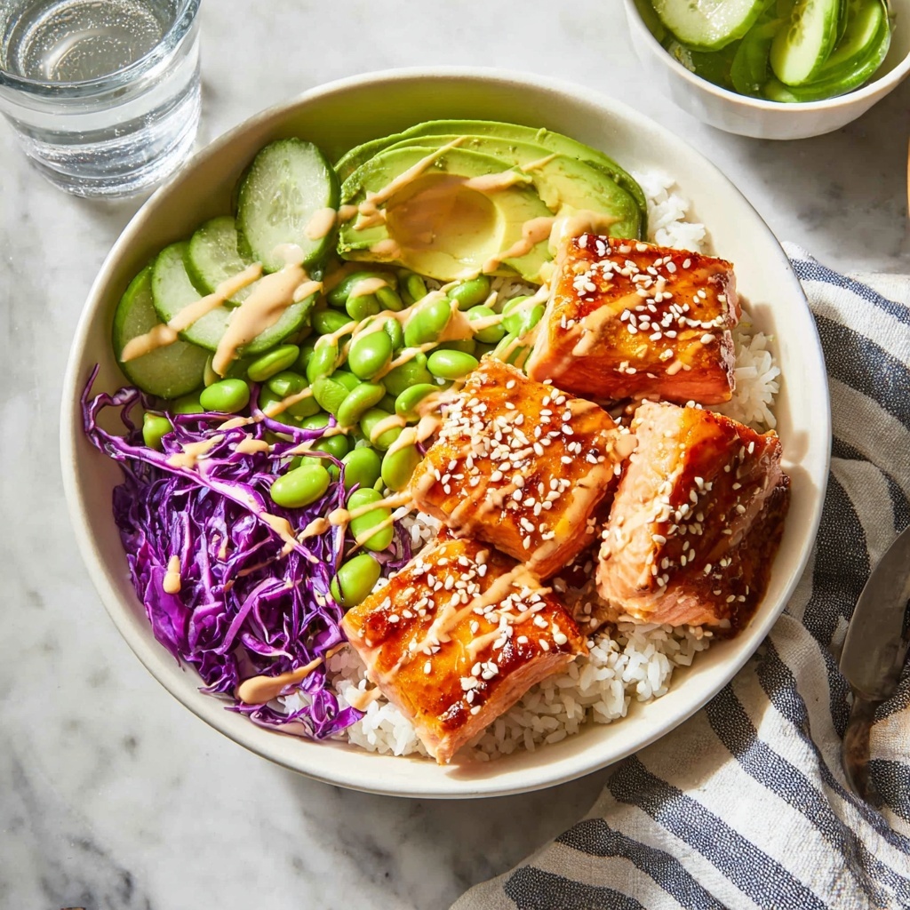 Crispy Salmon Rice Bowls with Ginger Scallion Rice and Spicy Sriracha Mayo Recipe - Recipe Image