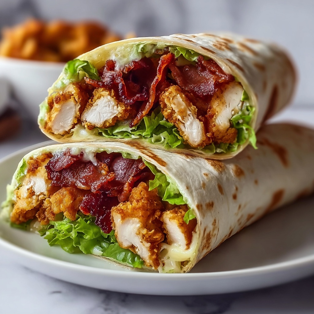 Homemade Crispy Bacon Ranch Chicken Wraps Recipe - Recipe Image